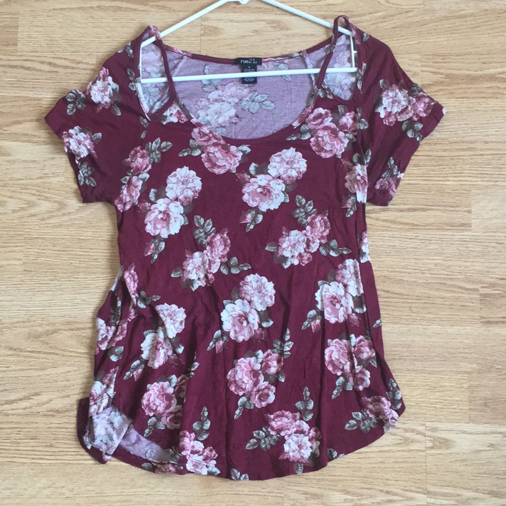 Floral maroon shirt